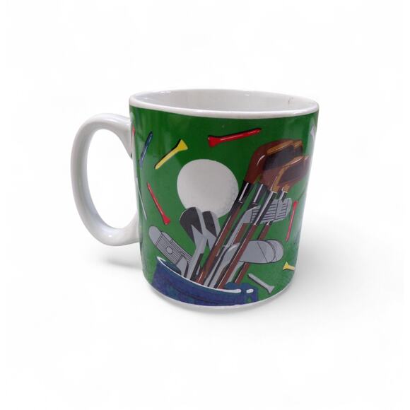 Burton + Burton Golf Themed Mug 2005 Microwave Dishwasher Safe Golf Clubs Tees - Picture 1 of 3